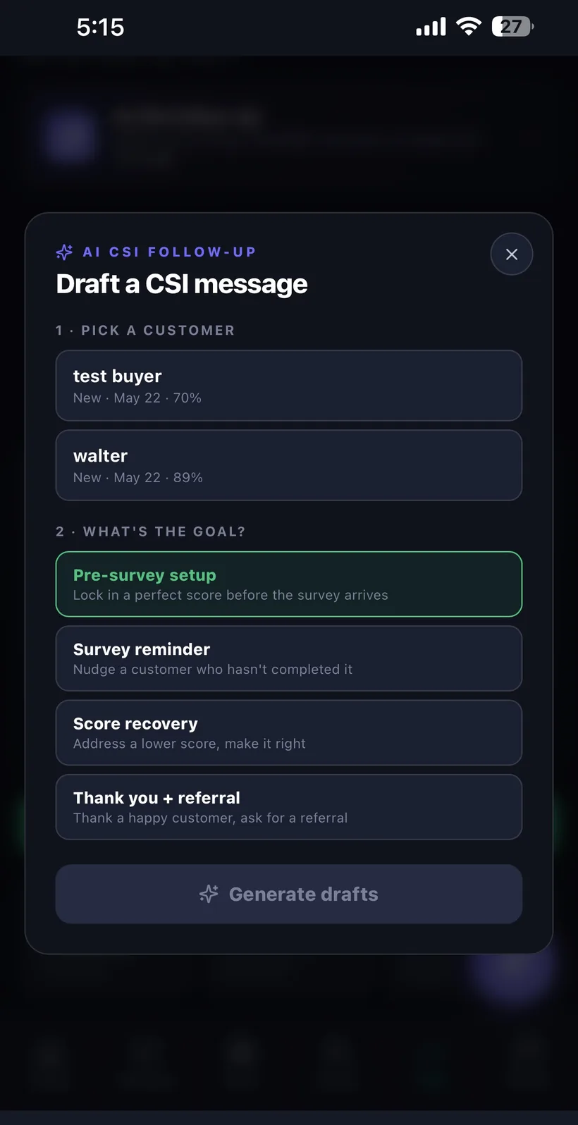 DeskView AI CSI message builder